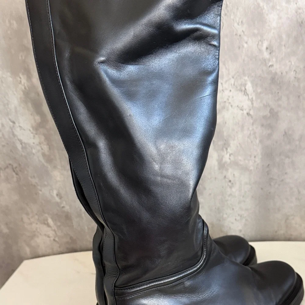Stuart weitzman Celia leather Classic Black Tall Women's Riding Boots sz 7 - Picture 5 of 7